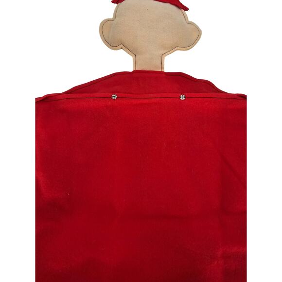 Vintage Handmade Felt Jester Clown Hanging Open Back Bag Red Gray Stocking - Picture 4 of 4